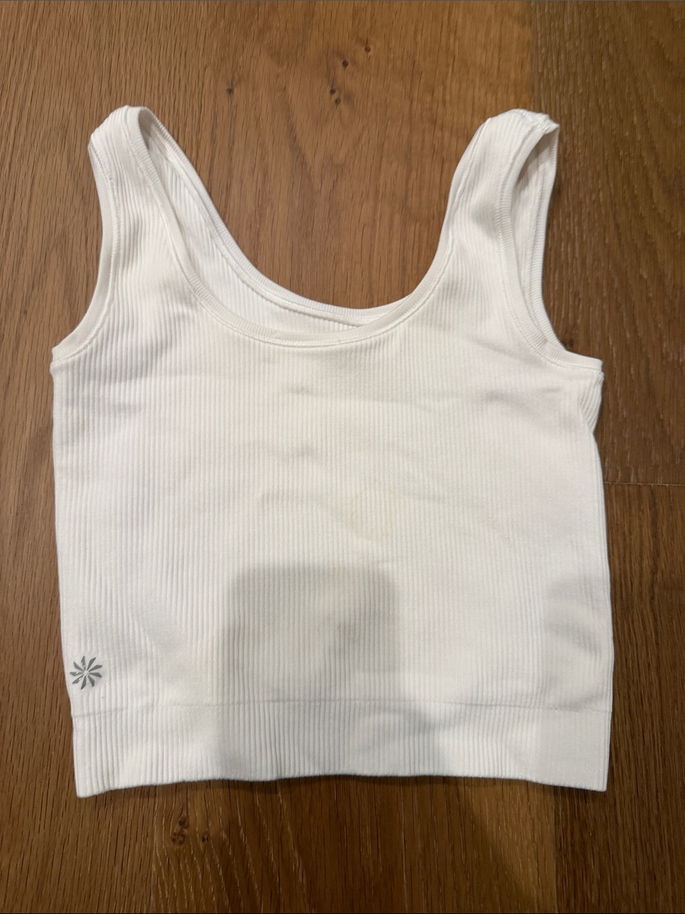 Athleta White Ribbed Crop Tank Top